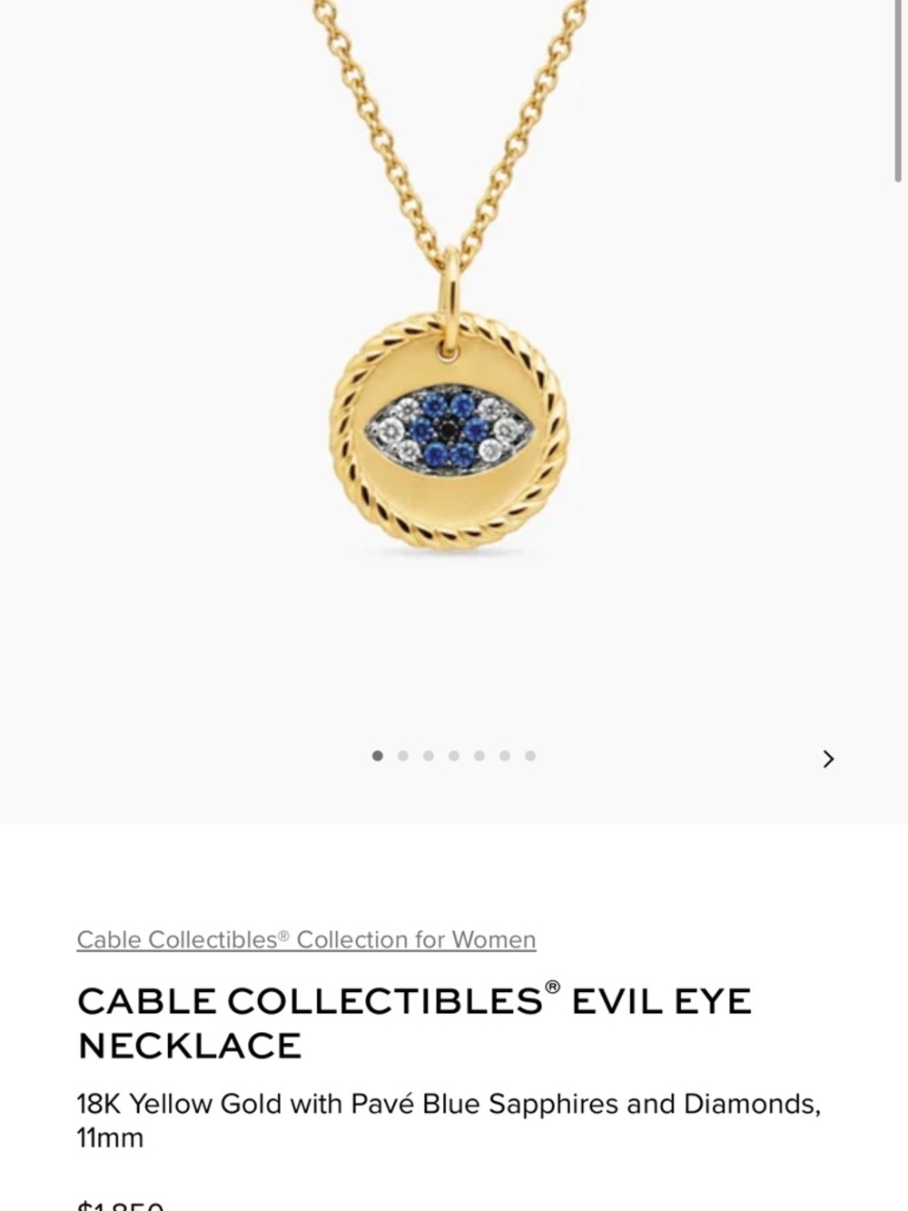 Gold Evil Eye Necklace with Blue Sapphires